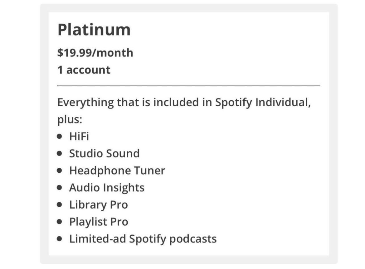 Hi-Fi Müzik Severler için Spotify Platinum Abonelik Planı Geliyor
