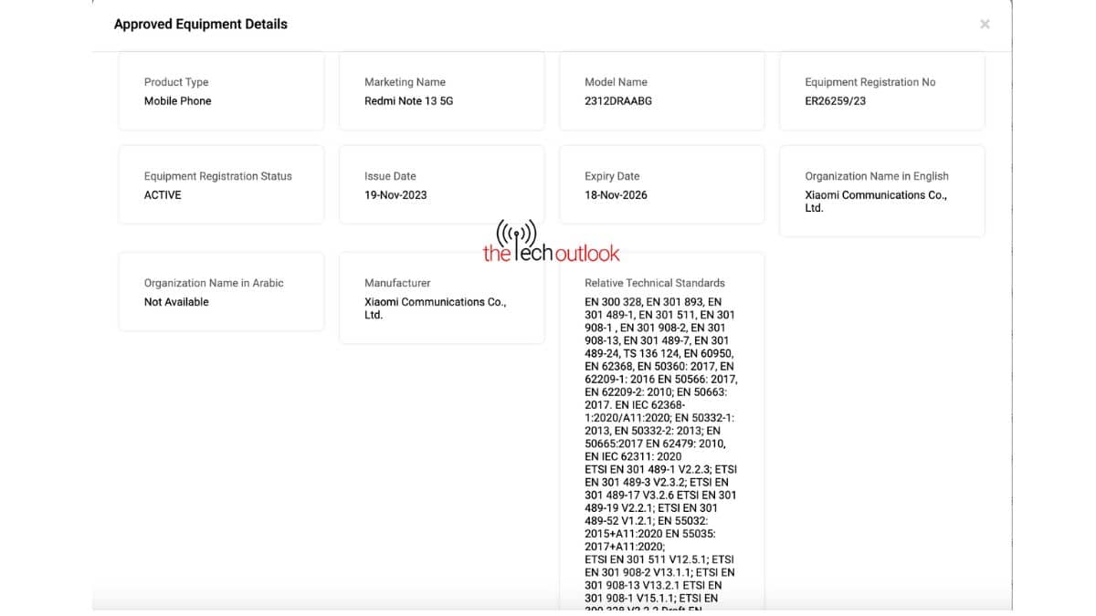 Redmi Note 13 5G TDRA veri tabanında ortaya çıktı